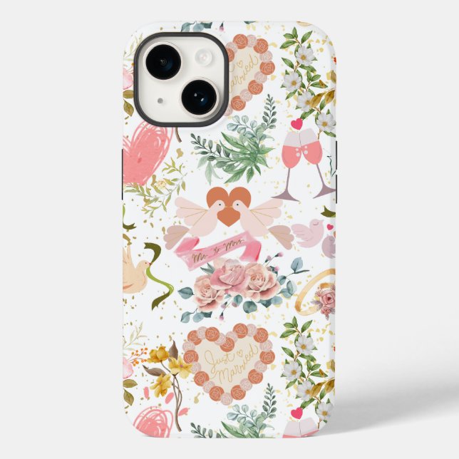 Funda De Case-Mate Para iPhone patrón de ornamentos boda (Reverso )