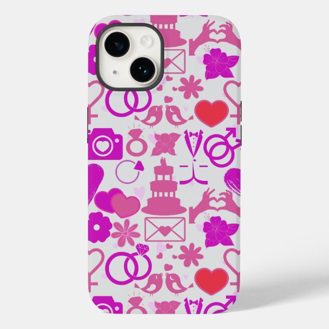 Funda De Case-Mate Para iPhone Patrón de ornamentos de Boda rosa 03 (Reverso )