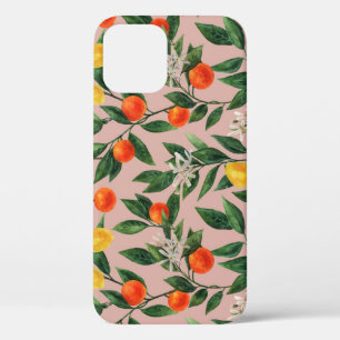 Funda Para iPhone 12 Patrón de ornamentos de ramas de cítricos de color
