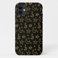 Patrón de oro de lunas y estrellas
