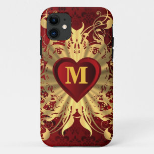 title_seo2 Patrón de oro y corazón rojo monogramado