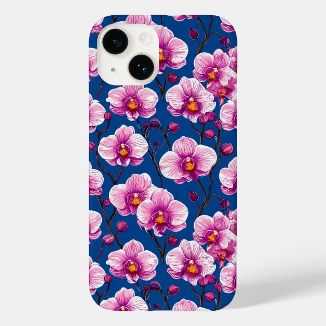 Funda De Case-Mate Para iPhone Patrón de orquídeas rosas (Reverso )