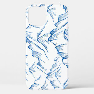 Funda Para iPhone 12 Patrón de paisajes de montaña dibujado a mano.