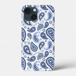 Funda Para iPhone 13 Mini Patrón de Paisley Azul