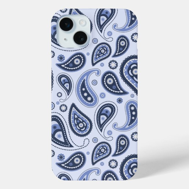 Funda De Case-Mate Para iPhone Patrón de Paisley Azul (Reverso )