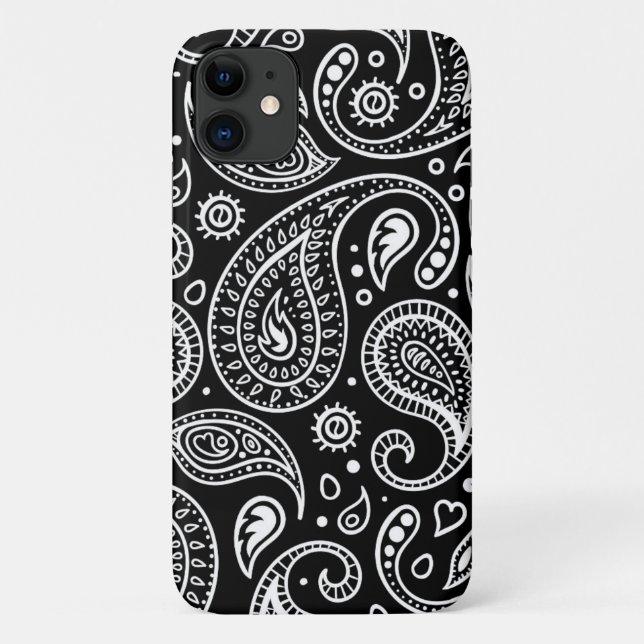 Funda De Case-Mate Para iPhone Patrón de paisley blanco y negro (Reverso)