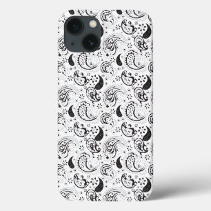 Funda Para iPhone 13 Patrón de paisley en negro y blanco – Arte textil