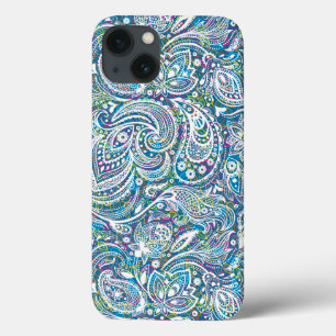 Funda Para iPhone 13 Patrón de Paisley Floral Colorida