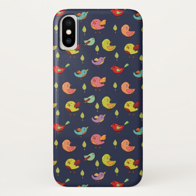 Funda De Case-Mate Para iPhone Patrón de pájaros caprichosos (Reverso)