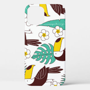 Funda Para iPhone 12 Patrón de palma de época de orquídeas turcas