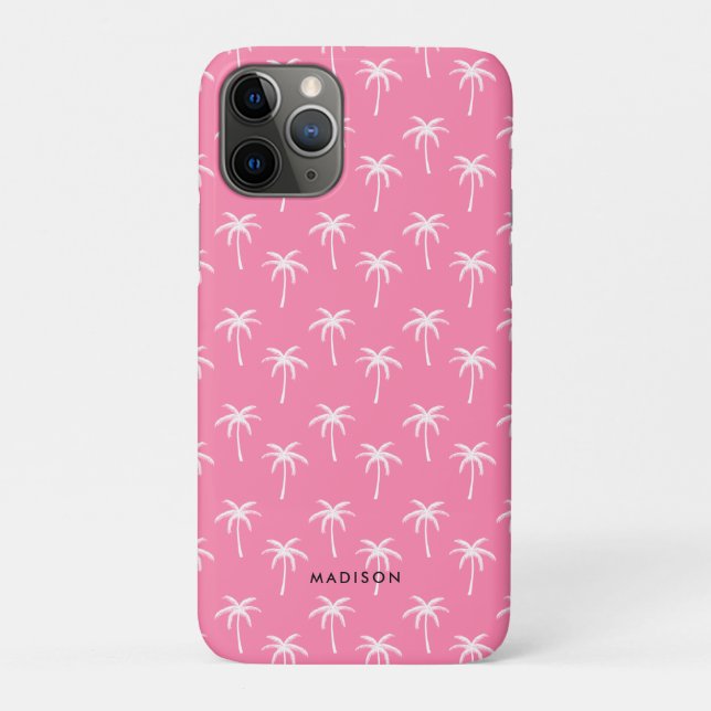 Funda De Case-Mate Para iPhone Patrón de palmeras rosas (Reverso)