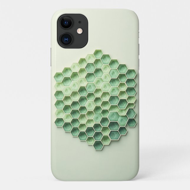Funda De Case-Mate Para iPhone Patrón de panal de abeja verde geométrico moderno  (Reverso)