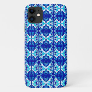 Funda Para iPhone 11 patrón de papel pintado Art Deco - azul cobalto y 