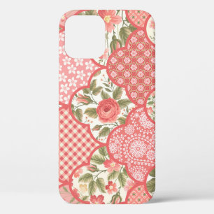 Funda Para iPhone 12 Patrón de parchwork floral de Rosas Pastel
