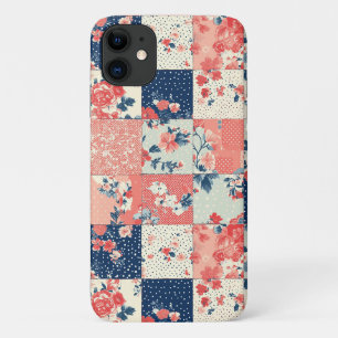 Funda Para iPhone 11 Patrón de parchwork floral vintage (10)