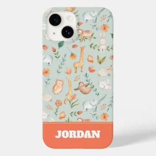 Funda Para iPhone 14 De Case-Mate Patrón de Pastel de Animales Pequeños Verde azulad