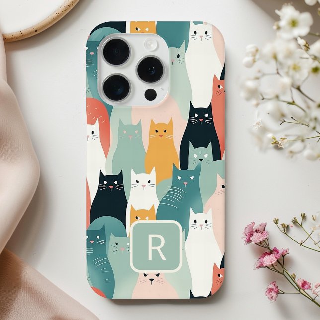 Funda De Case-Mate Para iPhone Patrón de Pastel Neutral para Gatos (Subido por el creador)