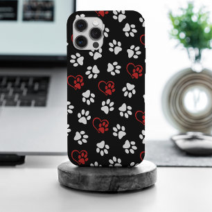 Funda Para iPhone 15 Pro Max Patrón De Patas, Patas Blancas, Patas Rojas, Coraz