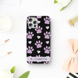 Funda Para iPhone 12 Pro Patrón De Patas, Patas Lilac, Corazones, Tu Nombre