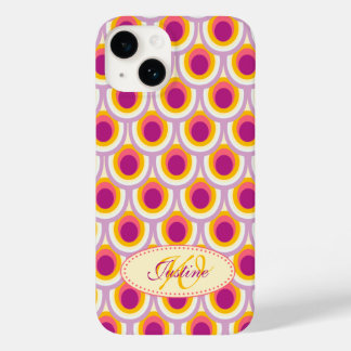 Funda Para iPhone 14 De Case-Mate Patrón de pavo real amarillo rosa nombre