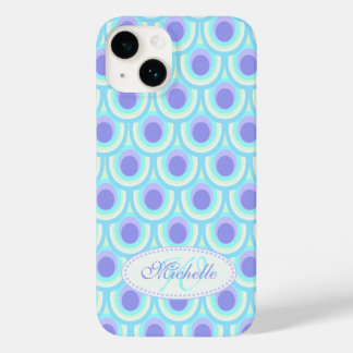 Funda Para iPhone 14 De Case-Mate Patrón de pavo real nombre azul púrpura