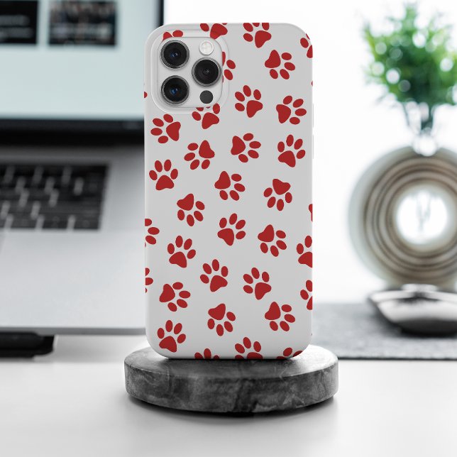 Funda De Case-Mate Para iPhone Patrón De Paws, Paws De Perro, Papas Rojas (Subido por el creador)
