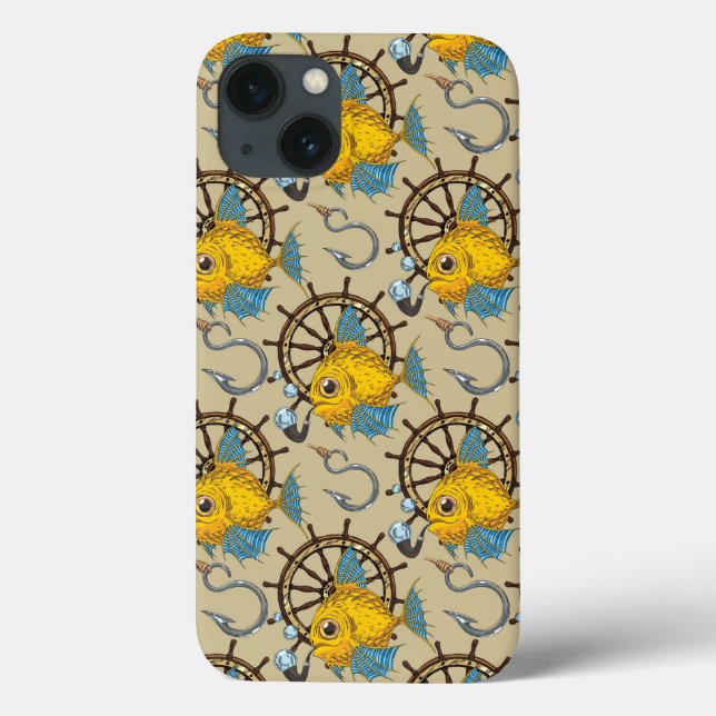 Funda De Case-Mate Para iPhone Patrón de peces del capitán del mar (Reverso)