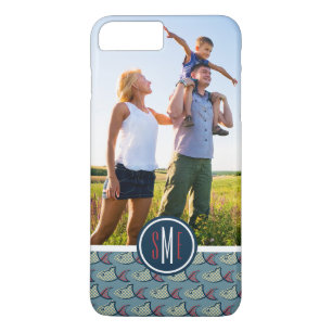 Funda Para iPhone 8 Plus/7 Plus Patrón de peces polka punto Tu foto y tu monogram