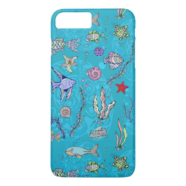 Funda De Case-Mate Para iPhone Patrón de peces turquesa (Reverso)
