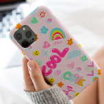 Funda Para iPhone 14 Pro De Case-Mate Patrón de pegatinas de arco iris de ilustracion br<br><div class="desc">Cute Bright Y2k ilustracion estilo pegatinas patrón con arcos frescos modernos,  nubes,  colores vivos y pastel,  flores,  signo de paz,  Añadir tu nombre</div>
