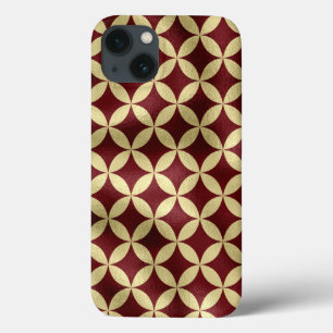 Funda Para iPhone 13 patrón de pelado metálico dorado burdeos