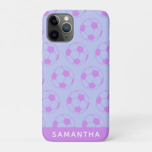 Funda Para iPhone 11 Pro Patrón de pelota de fútbol en morado personalizado