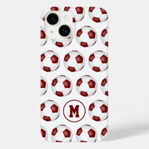 Funda Para iPhone 14 De Case-Mate patrón de pelotas de fútbol blanco monogramado