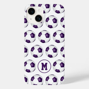 Funda Para iPhone 14 De Case-Mate patrón de pelotas de fútbol blanco morado monogram