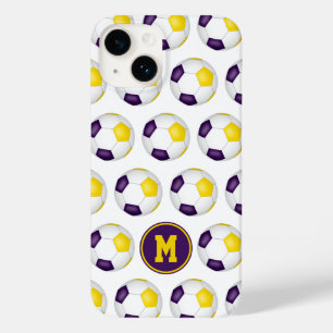 Funda Para iPhone 14 De Case-Mate patrón de pelotas de fútbol de color púrpura monog