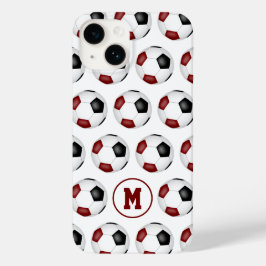 Funda Para iPhone 14 De Case-Mate patrón de pelotas de fútbol negro monogramado