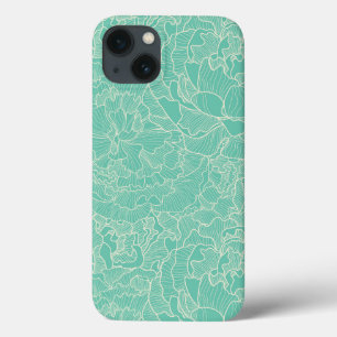 Funda Para iPhone 13 Patrón de peones turquesa
