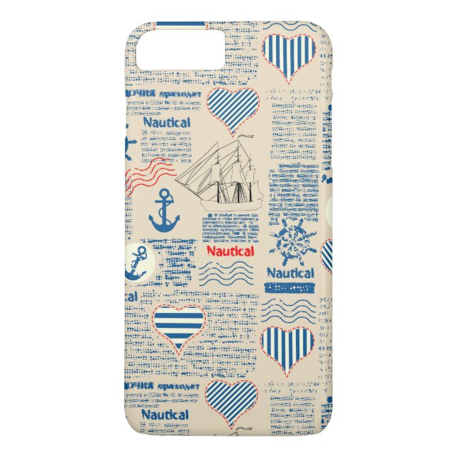 Funda De Case-Mate Para iPhone Patrón de periódico náutico (Reverso)