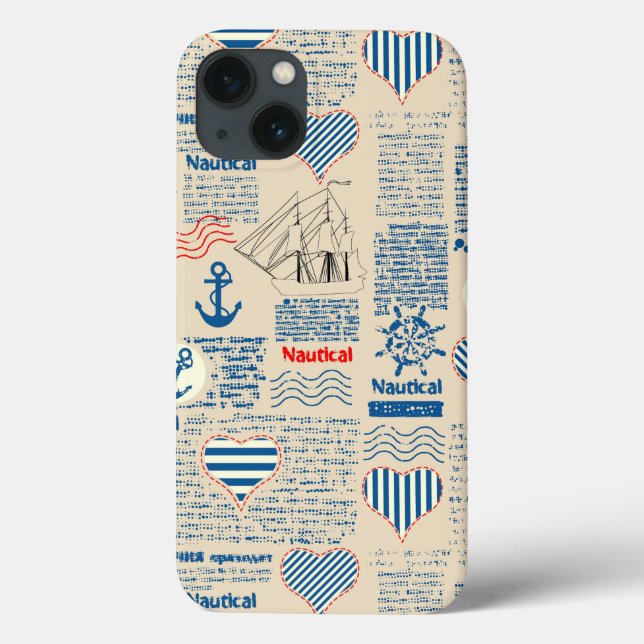 Funda De Case-Mate Para iPhone Patrón de periódico náutico (Reverso)