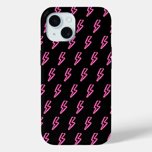 Funda De Case-Mate Para iPhone Patrón de pernos de luz de neón rosado (Reverso )
