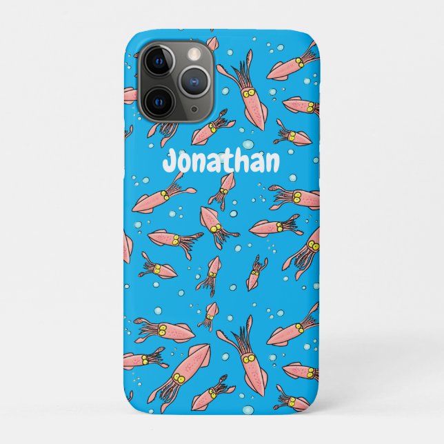 Funda De Case-Mate Para iPhone Patrón de personalizado de calamar rosa gracioso (Reverso)