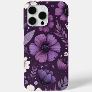 Funda Para iPhone 15 Pro Max Patrón de Pétalos púrpuros