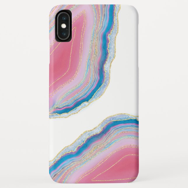 Funda De Case-Mate Para iPhone Patrón de piedra de ácidos rosa y azul (Reverso)
