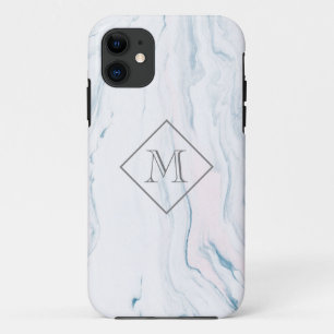 Funda Para iPhone 11 Patrón de Piedra de Mármol de tonos claros monogra