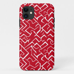 Funda Para iPhone 11 Patrón de piel rojo y blanco Maze moderno