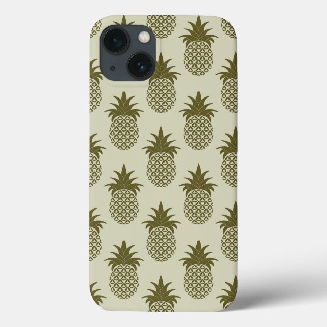 Funda De Case-Mate Para iPhone Patrón de piña de Khaki (Reverso)