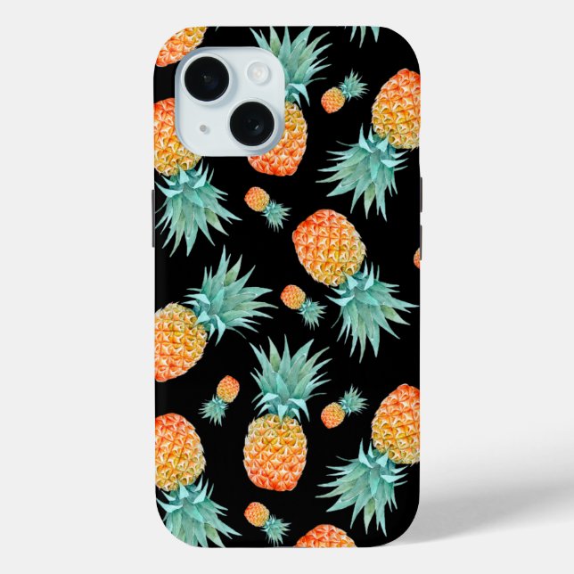 Funda De Case-Mate Para iPhone Patrón de piña dorada en negro | Personalizado (Reverso )