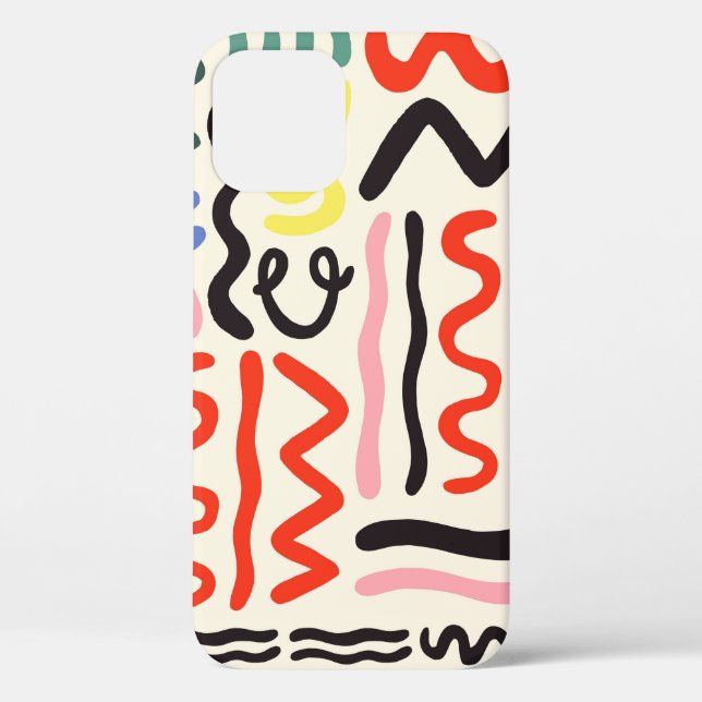 Funda De Case-Mate Para iPhone Patrón de pincel dibujado a mano, zigzags, líneas  (Reverso )