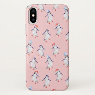 Funda Para iPhone X Patrón de pingüinos de baile de corte navidad