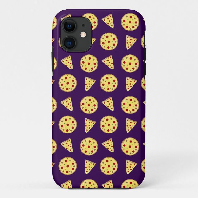 Funda De Case-Mate Para iPhone Patrón de pizza púrpura (Reverso)